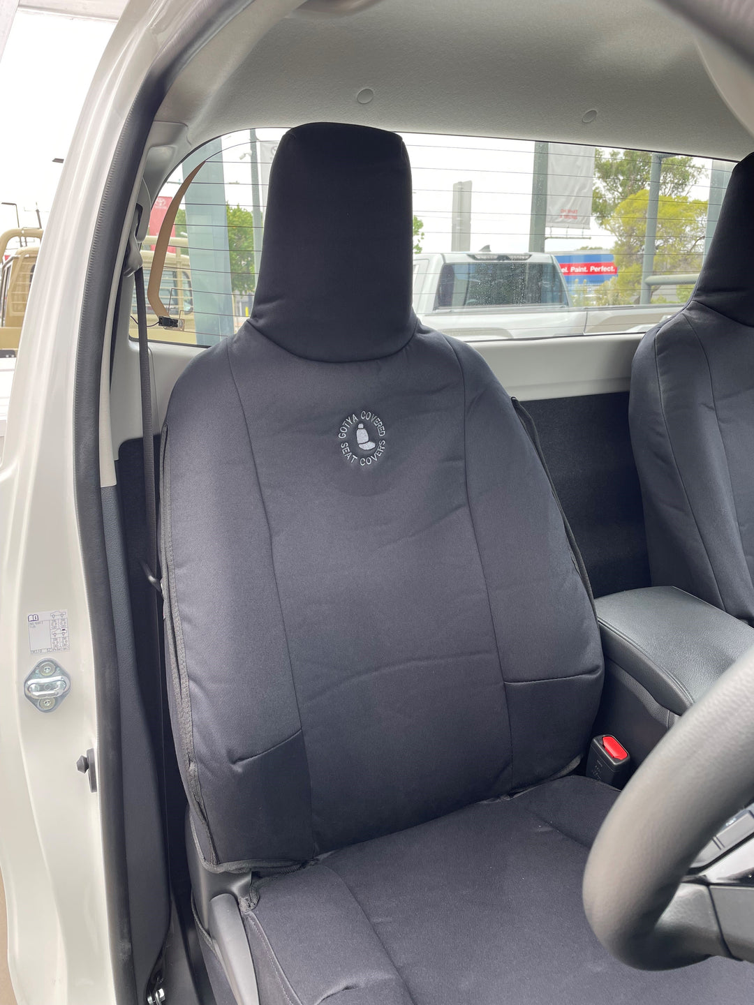 9TH Gen Hilux Single Cab Black Denim driver front view Seat Cover