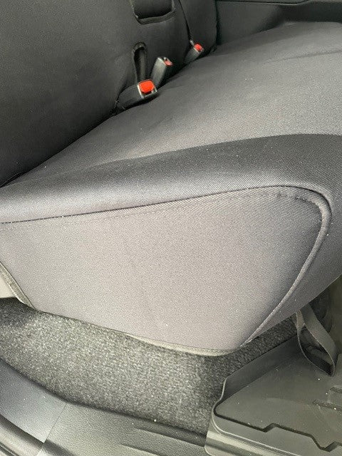 9th gen hilux denim seat covers close up rear cushion
