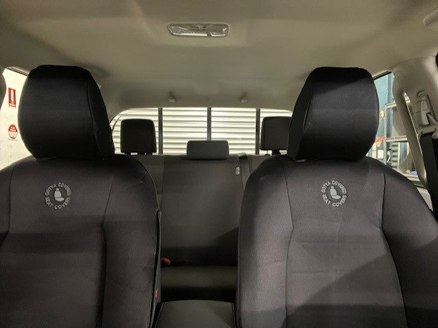 TOYOTA HILUX 9TH GEN WORKMATE DUAL CAB CANVAS, DENIM, CAMO, FOAM CANVAS & SEAT ARMOUR SEAT COVERS - 12/2025+