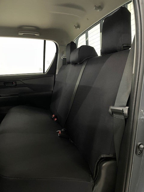 TOYOTA HILUX 9TH GEN WORKMATE DUAL CAB CANVAS, DENIM, CAMO, FOAM CANVAS & SEAT ARMOUR SEAT COVERS - 12/2025+