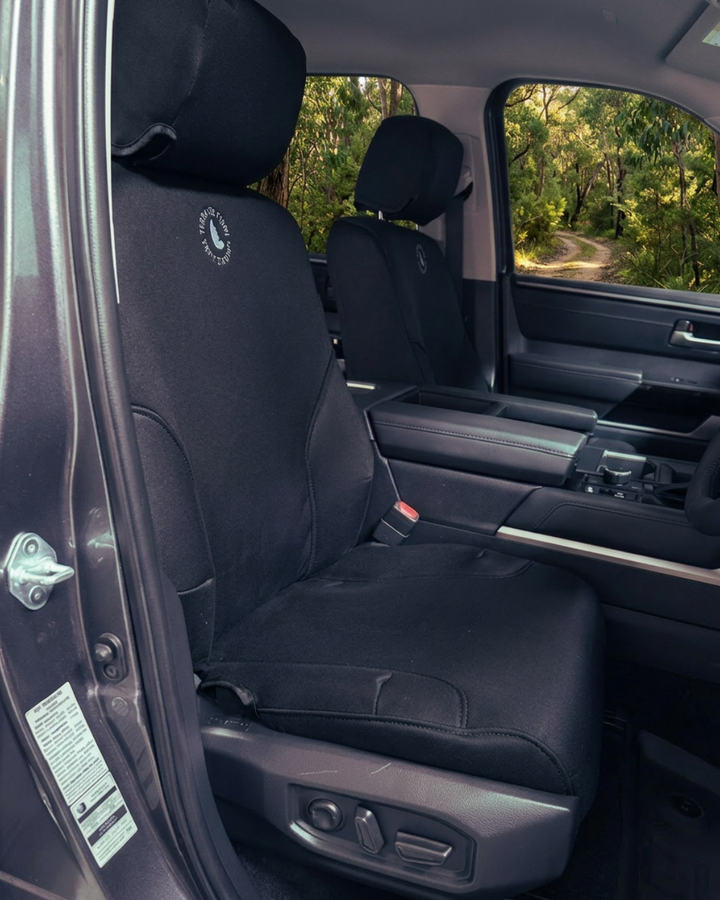 TOYOTA TUNDRA GEN 3 LIMITED AND PLATINUM IN DENIM, FOAM BACKED CANVAS, SEAT ARMOUR SEAT COVERS - 2023+