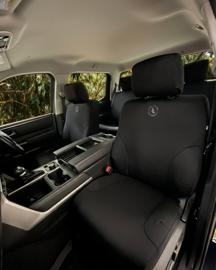 TOYOTA TUNDRA GEN 3 LIMITED AND PLATINUM IN DENIM, FOAM BACKED CANVAS, SEAT ARMOUR SEAT COVERS - 2023+