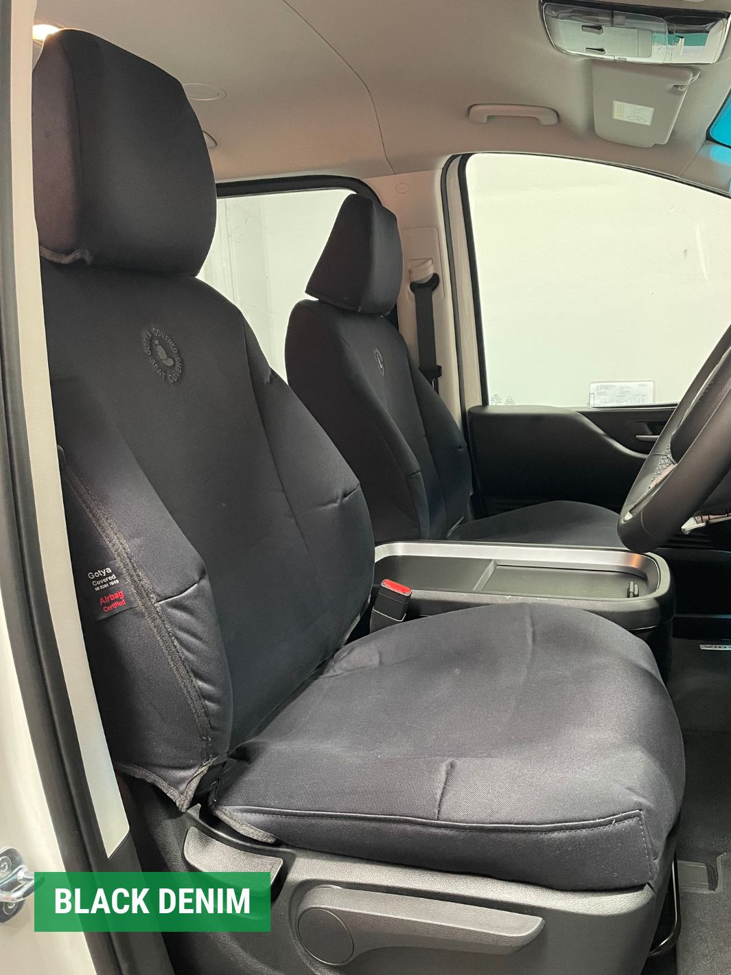 hyundai staria with black denim seat covers