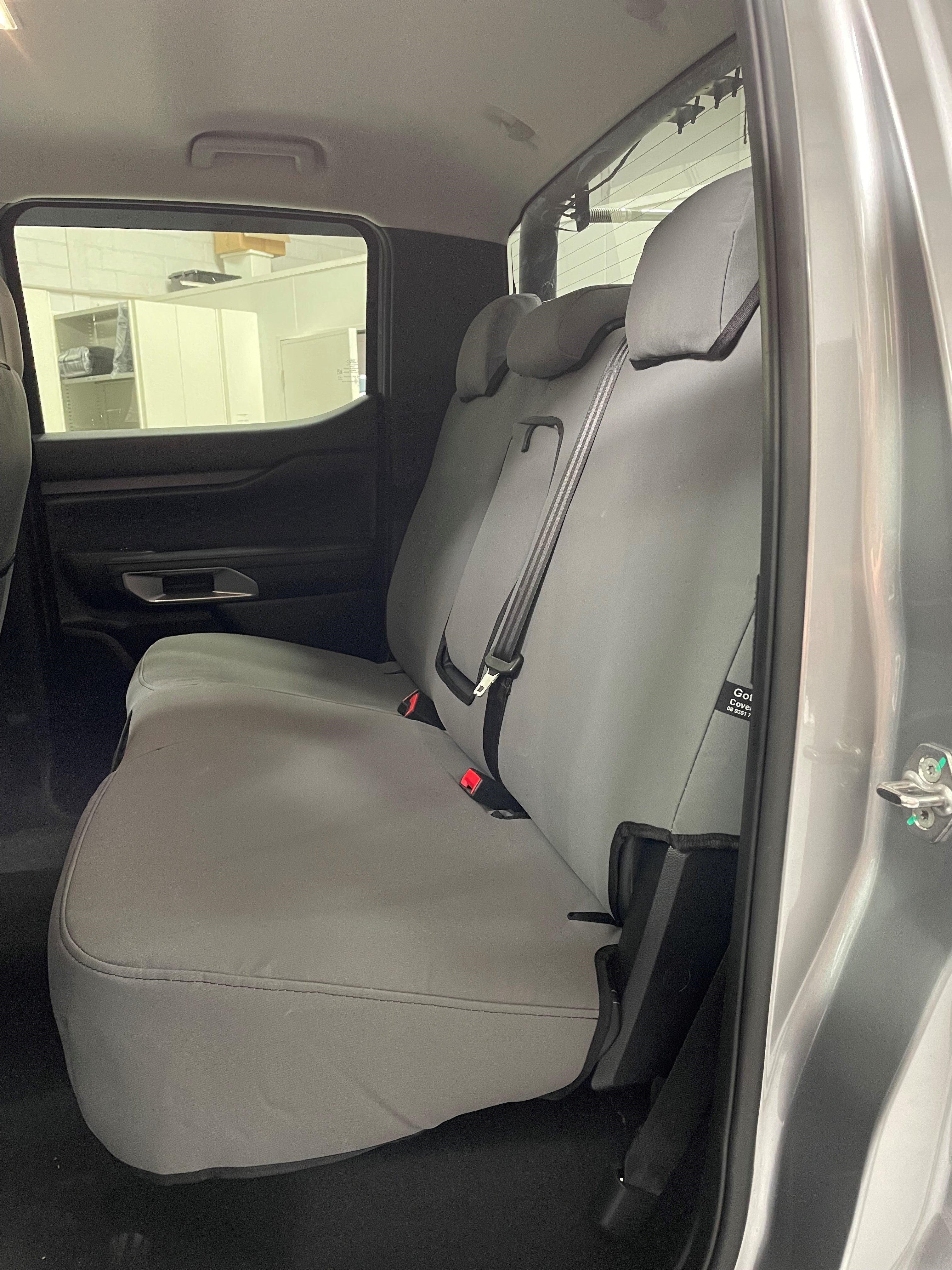 SCBABA Waterproof Canvas Seat Covers For Ford Ranger 2009-2022 – Front & Rear – Black/Grey
