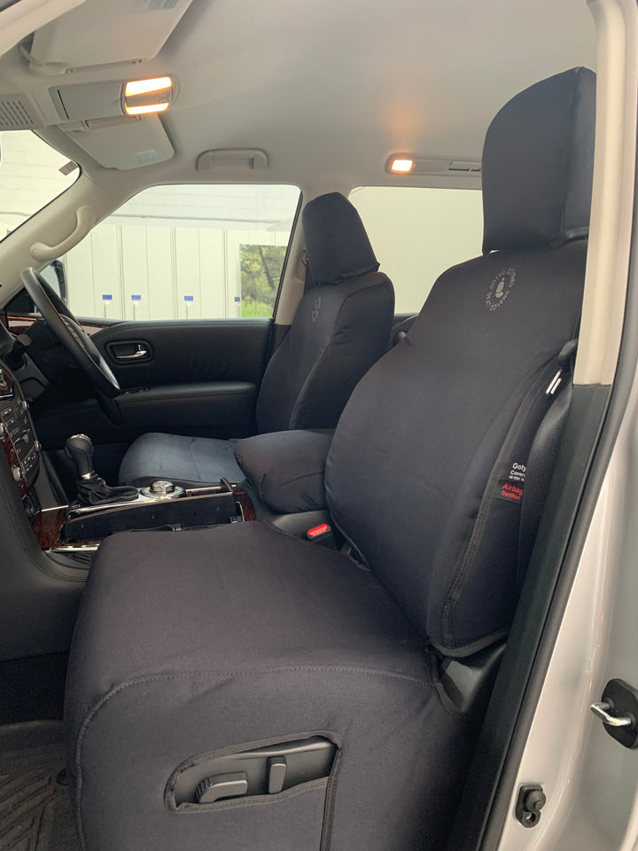 patrol y62 ti-l front covers standard headrests black denim