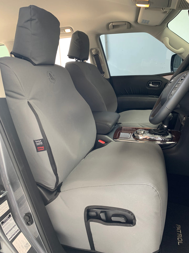 y62 patrol ti-l front seat covers grey foam canvas