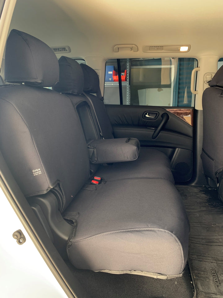 y62 patrol ti-l middle row covers with armrest charcoal denim