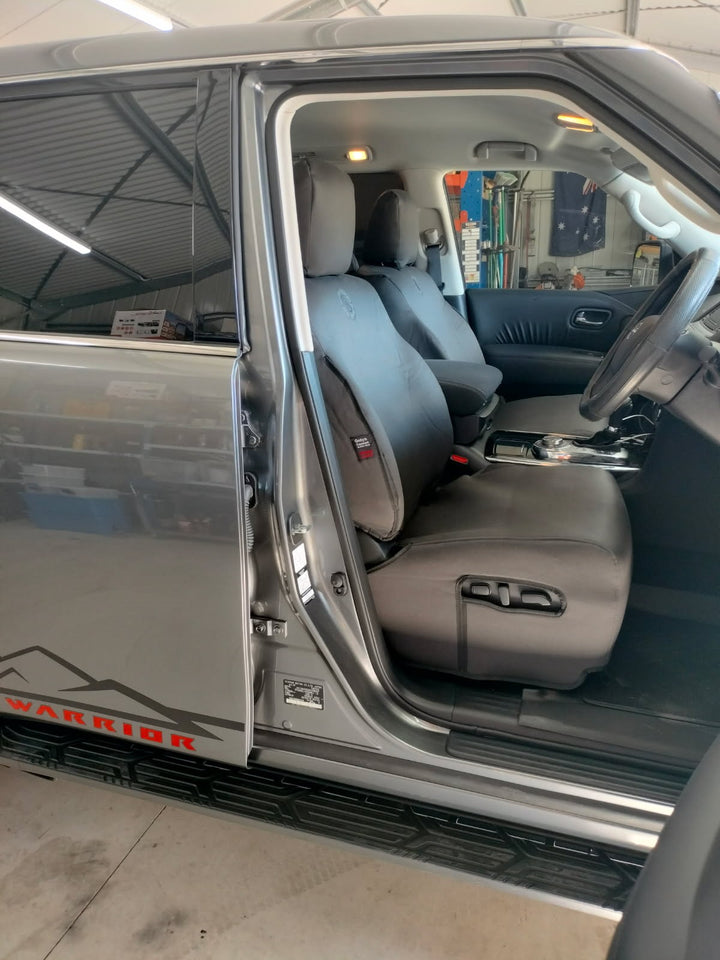 y62 patrol warrior charcoal denim seat covers